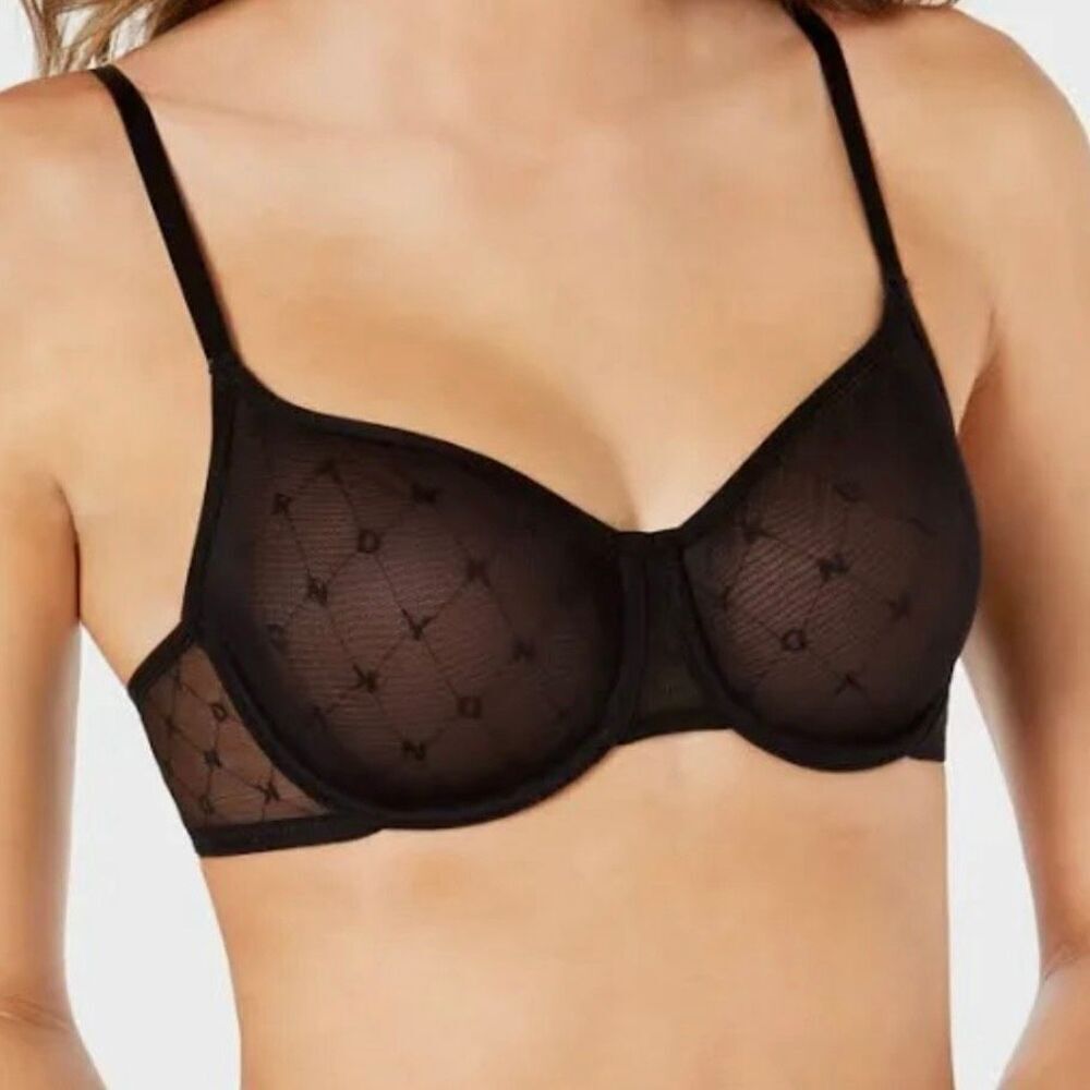 DKNY Women's Black Mesh‎ Underwire Bra 32A Adjustable Straps